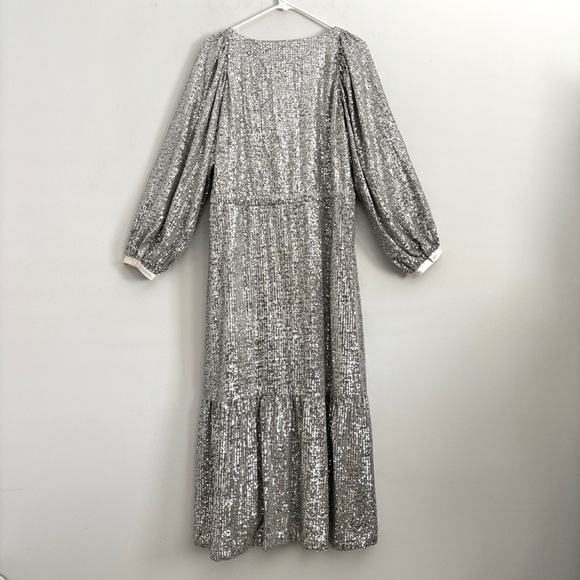 Emerson Fry Shimmering Silver Midi Dress - Picture 10 of 13